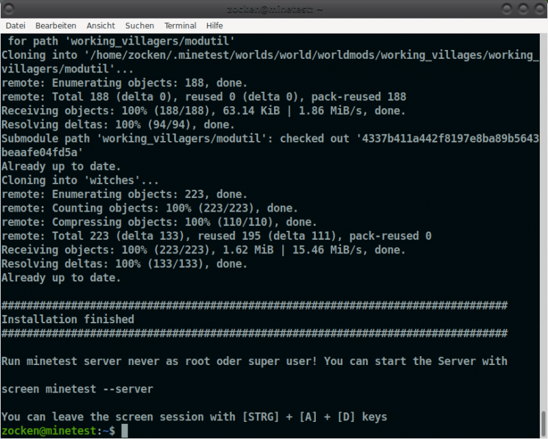 CLI Install Skript finish